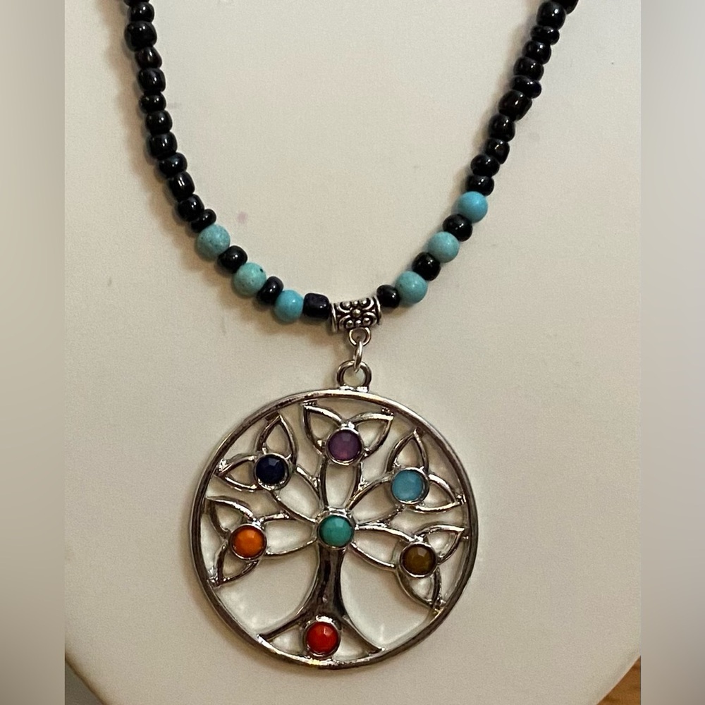 Chakra bead Tree of Life necklace NEW!!